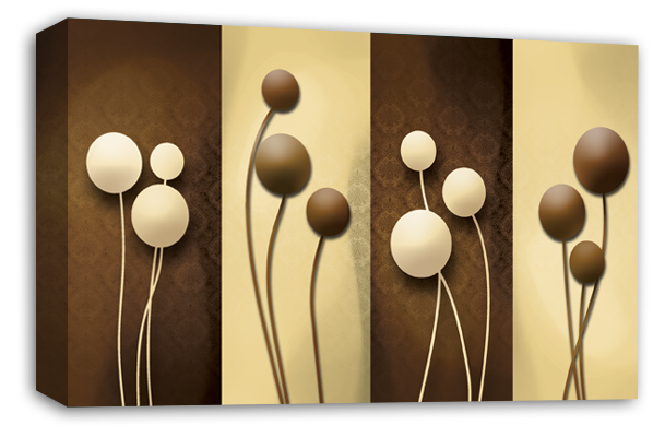Cream Brown abstract floral canvas wall art picture print multi panel