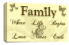 Cream Brown Gold Grey Family Quote canvas wall art picture print