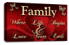 Red Cream White Grey Family Quote canvas wall art picture print
