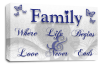 White Grey Blue Family Quote canvas wall art picture print