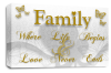 White Grey Gold Family Quote canvas wall art picture print
