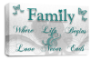 White Grey Teal Family Quote canvas wall art picture print