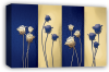 Blue cream large floral flowers canvas wall art picture print