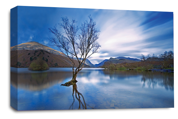 Blue Grey Black Cream Landscape lake mountains canvas wall art picture print