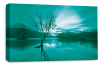 Teal Cream Landscape lake mountains canvas wall art picture print