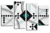 White teal black grey abstract diamond stripes canvas wall art picture print multi panel