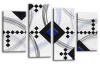White blue black grey abstract diamond stripes canvas wall art picture print multi panel
