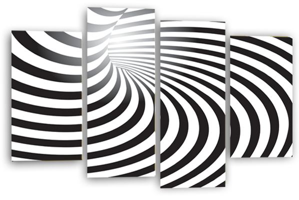 Black White abstract swuirls stripes canvas wall art picture print multi panel