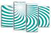 Teal White abstract swuirls stripes canvas wall art picture print multi panel
