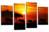 colourful sunset aftrican elephants multi panel wall art picture print LH
