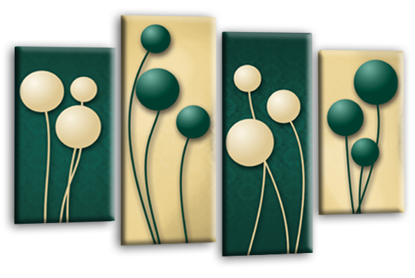 Cream green abstract floral canvas wall art picture print multi panel