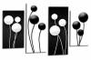 Black and white abstract floral canvas wall art picture print multi panel