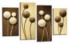 Cream brown abstract floral canvas wall art picture print multi panel