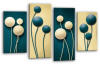 Cream teal abstract floral canvas wall art picture print multi panel