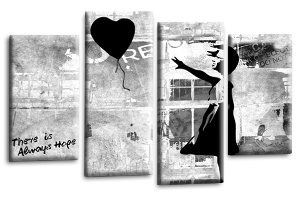 Banksy balloon girl canvas wall art picture print multi panels