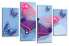 Powder blue baby pink white grey abstract butterfly heart canvas wall art picture print multi panel