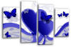 Blue white grey abstract butterfly heart canvas wall art picture print multi panel