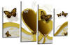 Mustard Yellow white grey abstract butterfly heart canvas wall art picture print multi panel