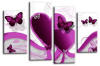 Purple white grey abstract butterfly heart canvas wall art picture print multi panel