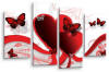 Red white grey abstract butterfly heart canvas wall art picture print multi panel