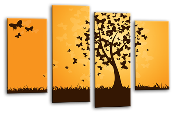 Abstract butterfly tree canvas wall art picture print multi panel
