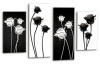 Black White floral flowers multi panel canvas wall art picture print