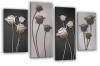 Grey floral flowers multi panel canvas wall art picture print