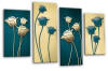 Teal cream floral flowers multi panel canvas wall art picture print