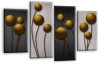 Grey gold abstract floral canvas wall art picture print multi panel