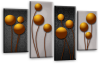 Grey orange abstract floral canvas wall art picture print multi panel
