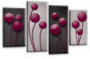 Grey Plum Purple abstract floral canvas wall art picture print multi panel