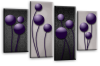 Grey Purple abstract floral canvas wall art picture print multi panel