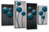 Grey teal abstract floral canvas wall art picture print multi panel