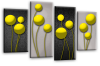 Grey yellow abstract floral canvas wall art picture print multi panel