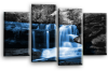 Blue grey Autumn forrest waterfall canvas wall art picture print multi panel