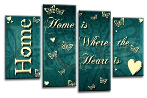 Teal white grey Home quote canvas wall art picture print multi panel