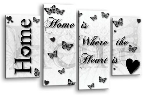 White black grey Home quote canvas wall art picture print multi panel
