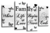 White and Black Family Quote Canvas Wall Art Multi Panel Picture Print