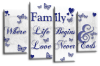 White and Blue Family Quote Canvas Wall Art Multi Panel Picture Print