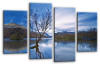 Blue cream grey photo Landscape lake mountains multi panel canvas wall art picture print
