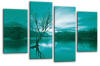 Teal Cream Landscape lake mountains multi panel canvas wall art picture print