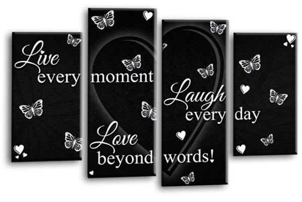 Black white live love laugh canvas wall art picture print multi panel