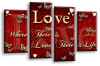 Love quote red white canvas wall art picture print multi panel