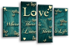 Love quote teal cream canvas wall art picture print multi panel