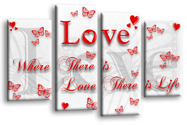 White red grey love quote canvas wall art picture print multi panel