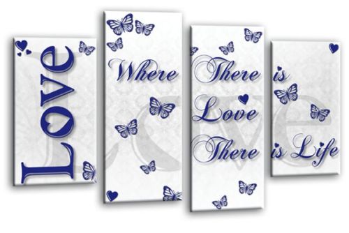White Blue grey love quote canvas wall art picture print multi panel