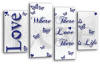 White Blue grey love quote canvas wall art picture print multi panel