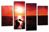 Seascape sunset beach red brownl canvas wall art picture print