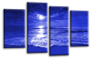 Seascape sunset beach two tone blue canvas wall art picture print