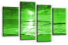 Seascape sunset beach two tone green cream canvas wall art picture print